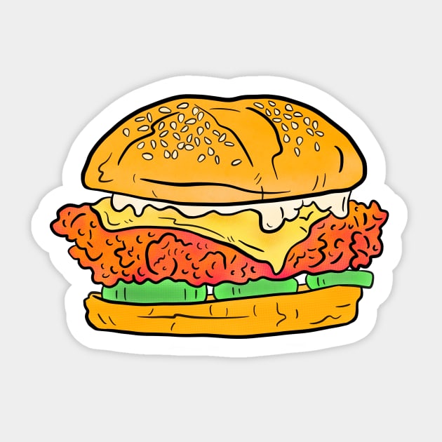 Big juicy crunchy spicy chicken sandwich Sticker by Sasha Banana 